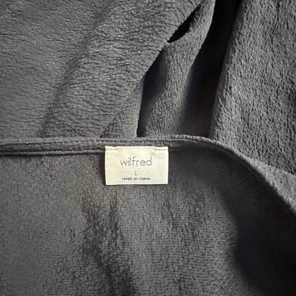 Wilfred Womens Black Textured Loose Fit Cropped Blouse Large 3/4 Sleeve Casual - Picture 3 of 8